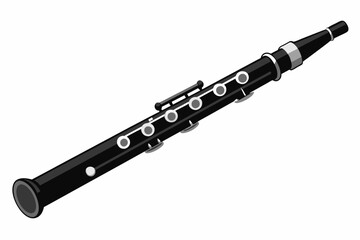 Black silhouette 3D flute vector design.