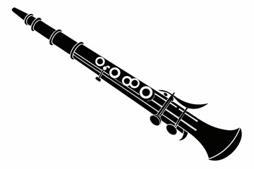 Black silhouette 3D flute vector design.
