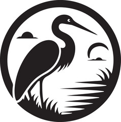 Obraz premium Egret Bird Silhouette , illustration