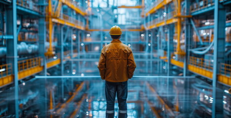 Man in Hard Hat in Large Warehouse