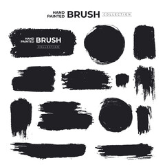 Ink brush stroke collection. Vector illustration