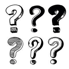 Hand drawn doodle questions marks set. Vector illustration