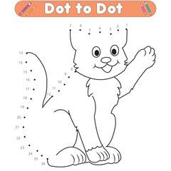 connect Dot to dot cat coloring activity and Educational Game for Kids 