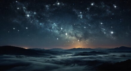 Fototapeta na wymiar Night landscape with colorful Milky Way