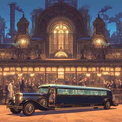 Step Back in Time with Steampunk: An Elegant Victorian-Inspired Limousine for Timeless Elegance - obrazy, fototapety, plakaty