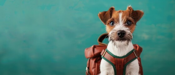 Cute little dog back to school - isolated background