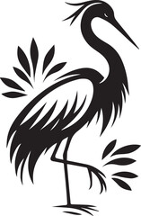 Egret Bird Silhouette , illustration