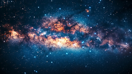 Abstract panoramic colorful space clouds, nebula and cosmic dust