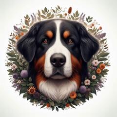 Bernese Mountain Dog with Botanical