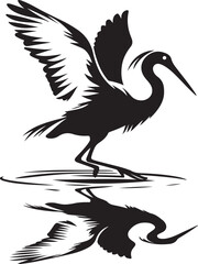 Egret Bird Silhouette , illustration