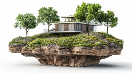 Fototapeta premium Modern Home on 3D Illustration ground ecology isolated on white