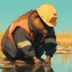 Crafty Beaver in a Hard Hat: A Tale of Industry and Endeavor