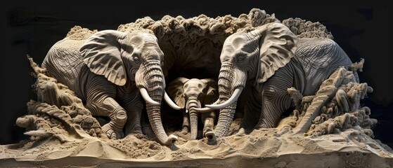 imagine elephants in the sand statue