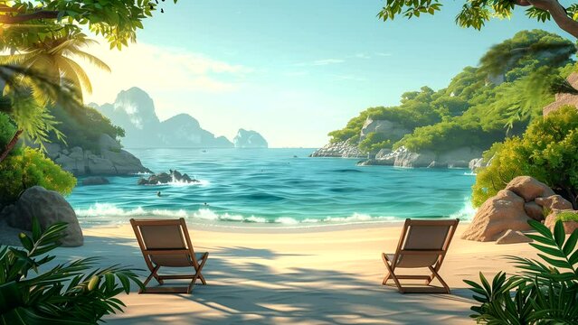 Beautiful of tropical beaches during summer vacation. seamless looping 4k time-lapse animation video background