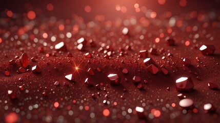 Abstract red background with shiny crystals - obrazy, fototapety, plakaty