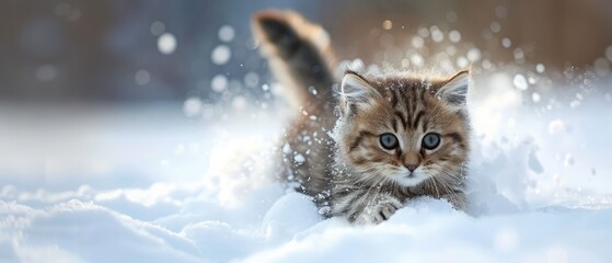 Scottish kitten back in the snow