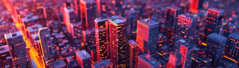 Obraz premium icon cityscape with AIpowered buildings becoming more integrated with human life Future vision icon ransomware