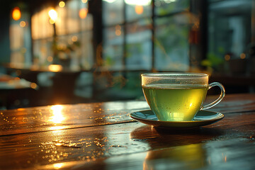 Serenity in a Cup: Capturing the Essence of Green Tea - obrazy, fototapety, plakaty