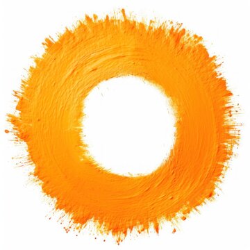 Orange thin barely noticeable paint brush circle background pattern isolated on white background