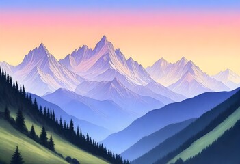 modernist style Serene mountain range at sunset ma (4)