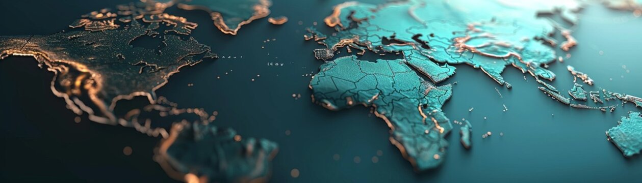 Fototapeta icon 3D world map with highlighted areas showcasing government incentives for clean energy adoption Executive perspective icon 3d vision
