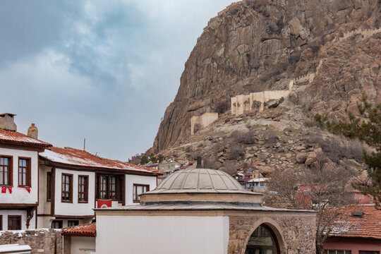 Historical Afyonkarahisar houses and Afyonkarahisar castle (Karahisar Castle)