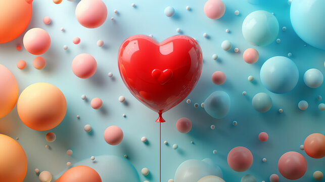 3d render a heart shaped balloon with the words love in the middle of the picture