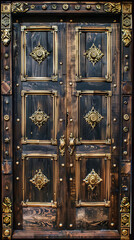 Ornate wood/gold door in Spain, Andalucia.