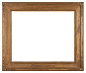 Wide wooden picture frame in PNG format on a transparent background.