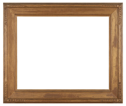 Wide wooden picture frame in PNG format on a transparent background.