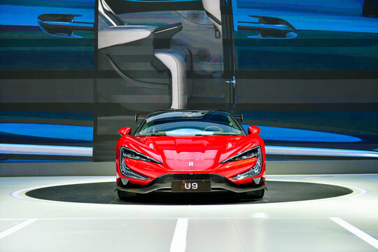 Thailand-March 27,2024: The Yangwang U9 is a battery electric sport car manufactured by BYD auto at 45 th Bangkok International Motor Show