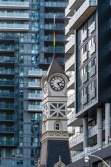 Fototapeta premium Colonial heritage clock tower of the Engine House Number 3, an old fire station in Yonge St., Toronto, Canada