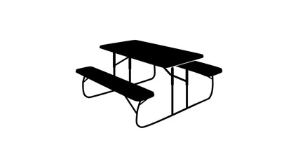 Outdoor Folding Picnic Table,  black isolated silhouette