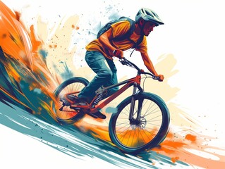 Illustration of an cyclist demonstrating agility and strength