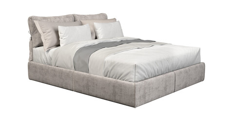 Furniture comfortable bedding minimalist on transparent backgrounds 3d render png
