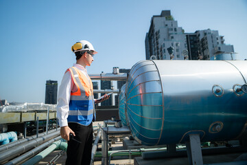 Engineers inspect the completed air conditioning and water systems to continue verifying their...
