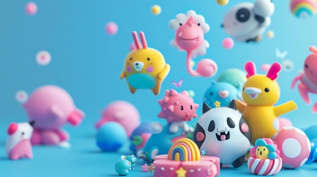 icon Scatter plot with cute creatures interacting on a solid background icon business