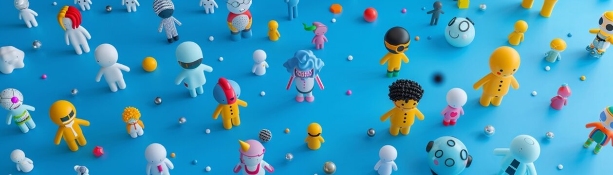 icon Scatter plot with cute creatures interacting on a solid background icon business
