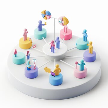 icon Scatter plot with cute creatures interacting on a solid background icon business