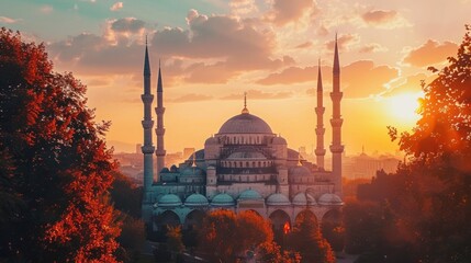 view of mosque - obrazy, fototapety, plakaty