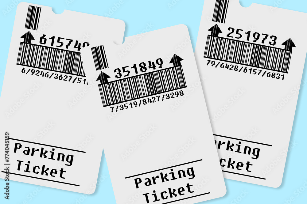 Poster ticket for parking area concept image - bar code and code number