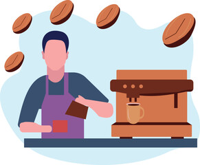 The waiter is making coffee.