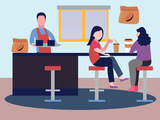 The waiter is serving coffee.