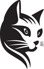 Sleek, stylized vector graphic of a cat in black and white, perfect for design elements