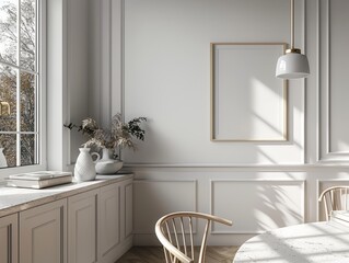 Home mockup frame cozy modern kitchen interior background