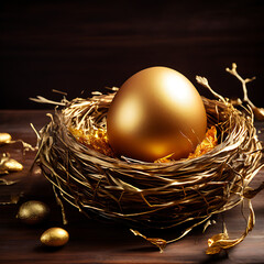 A shimmering surprise nestled within: Easter Sunday's golden gift. Luxurious greetings from nature's treasure trove