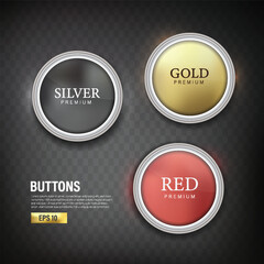 Button set circle modern color gold silver and red 2 EPS 10