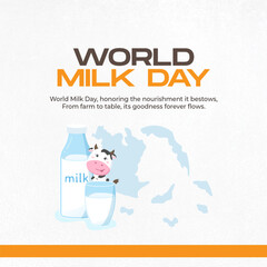 A wholesome image of a glass and bottle of milk, celebrating the nutritional benefits of milk on World Milk Day.