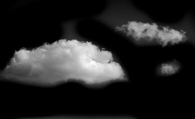 White cloud on a black background. Clean and minimalistic design for a professional look. Improves contrast and visibility of text and images. Ideal for displaying works of art - obrazy, fototapety, plakaty