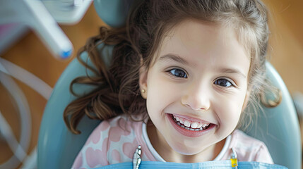 Happy Child Patient Smiling in Dental Chair at Pediatric Dentist
